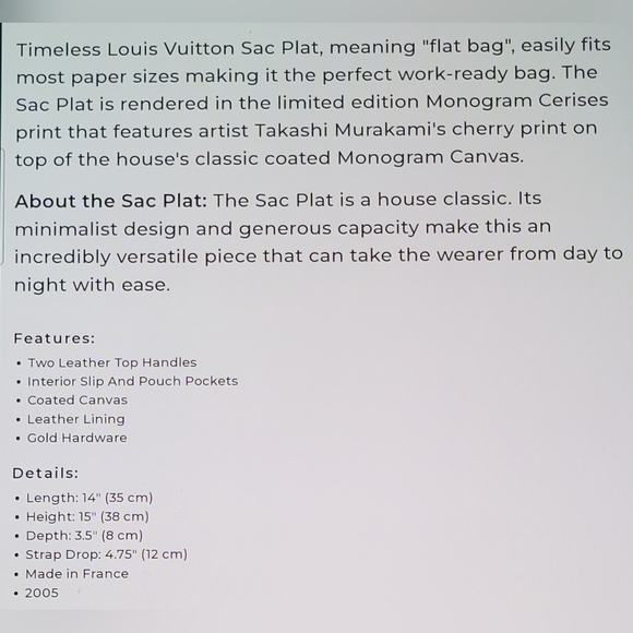 Vuitton Cherries Sac Plat - Picture 15 of 15